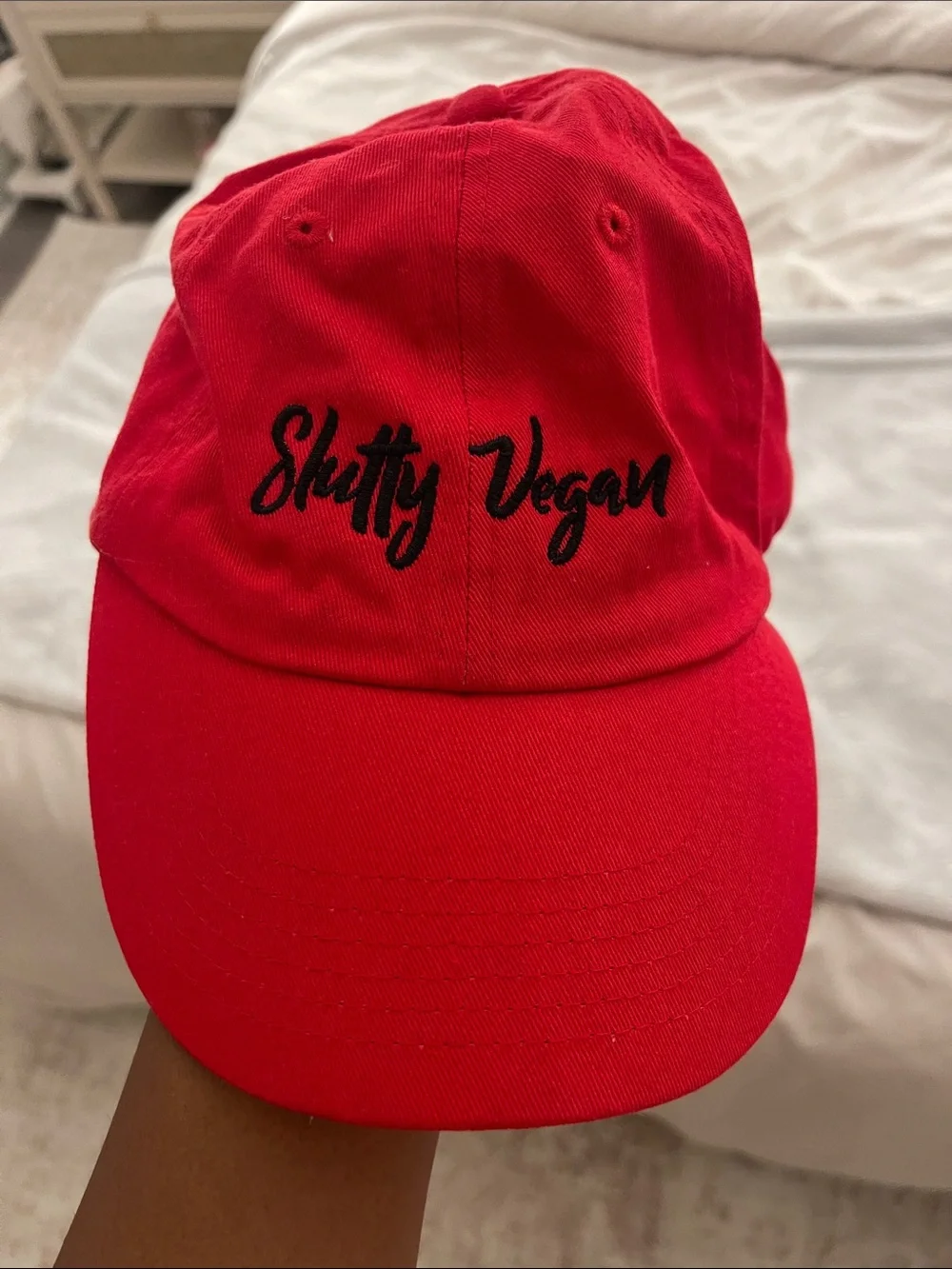 Red 'Slutty Vegan' Embroidered Dad Hat